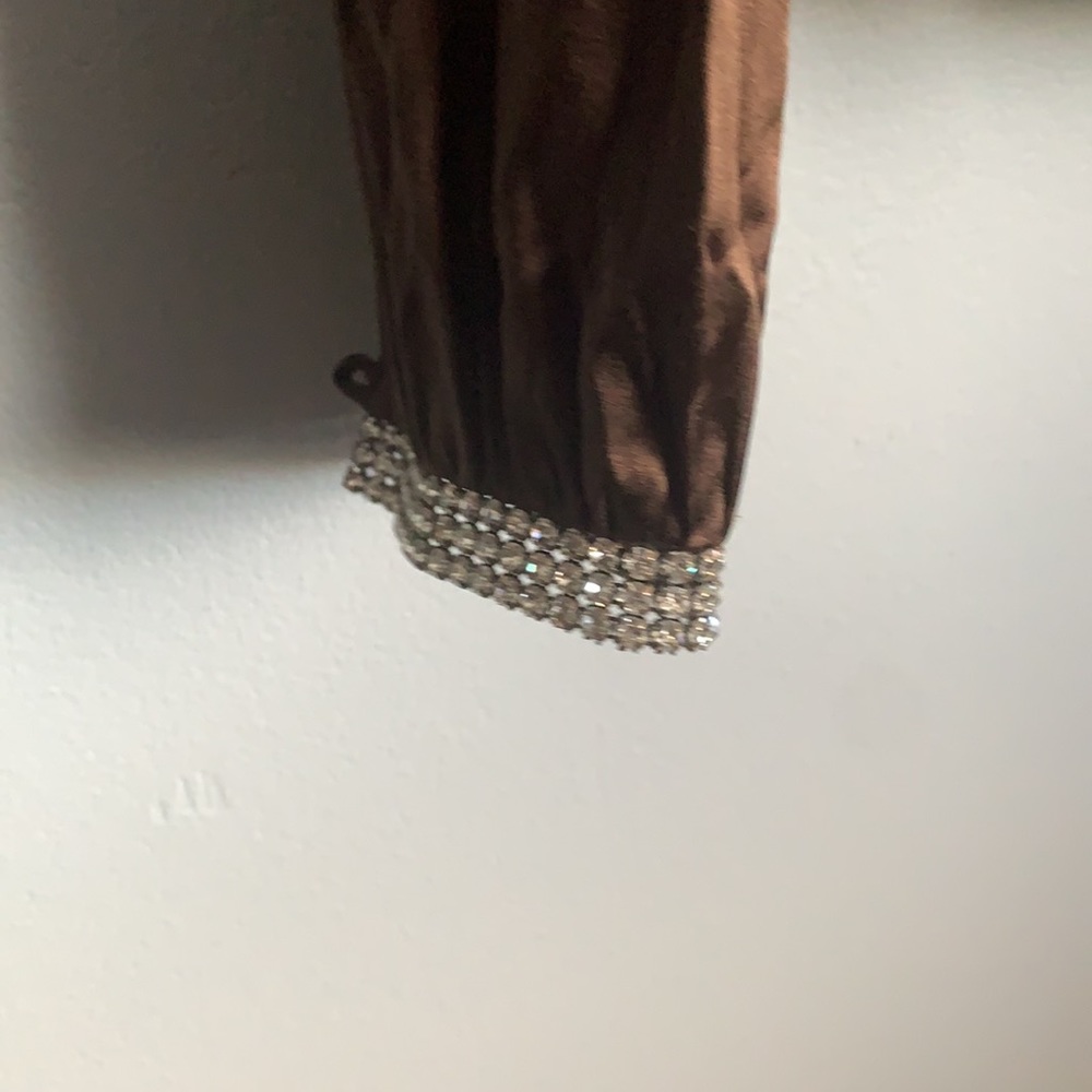 NWOT Trina Turk Satin Brown Blouse - Picture 2 of 3